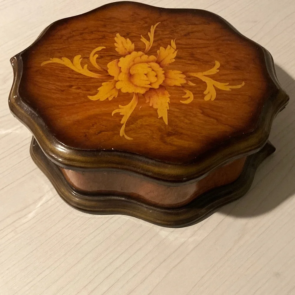 Vintage Wooden Jewelry Box with Floral Design